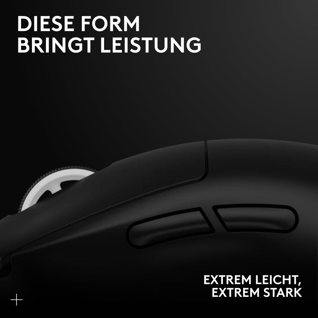 Logitech G PRO X SUPERLIGHT 2 kabellose Gaming-Maus, West Europa Verpackung, 60 g Pro-Grade-Maus 5 programmierbaren Tasten, 44K-DPI-Sensor, 8.000 Hz Signalrate, USB-C-Ladefunktion für PC/Mac - Schwarz