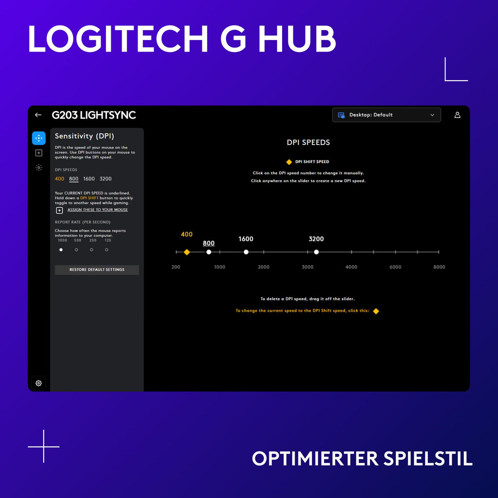 Logitech G203 Gaming-Maus mit anpassbarer LIGHTSYNC RGB-Beleuchtung, 6 programmierbare Tasten, spieletauglicher Sensor, Abtastung mit 8.000 DPI, Geringes Gewicht - Schwarz