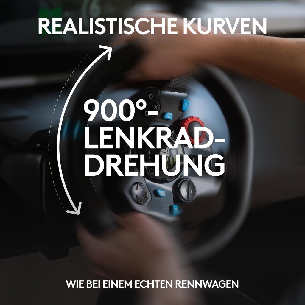 Logitech G29 Driving Force Gaming Rennlenkrad, Zweimotoriges Force Feedback, 900° Lenkbereich, Racing Leder-Lenkrad, Verstellbare Edelstahl Bodenpedale, für PS5, PS4, PC, Mac - Schwarz