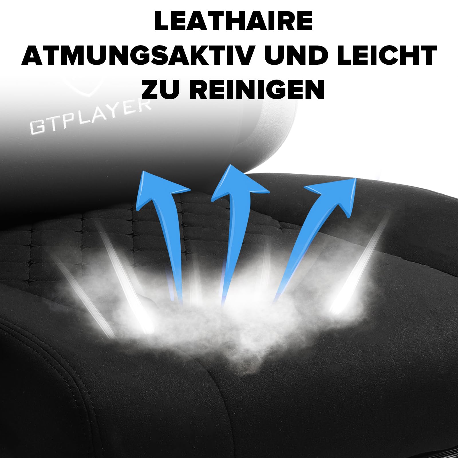 GTPLAYER Gaming Stuhl Ergonomischer Gaming Sessel Schreibtischstuhl mit Stoffoberfläche, Federsitzkissen, Verbindungsarmlehnen und Fußstütze 150KG, hellschwarz