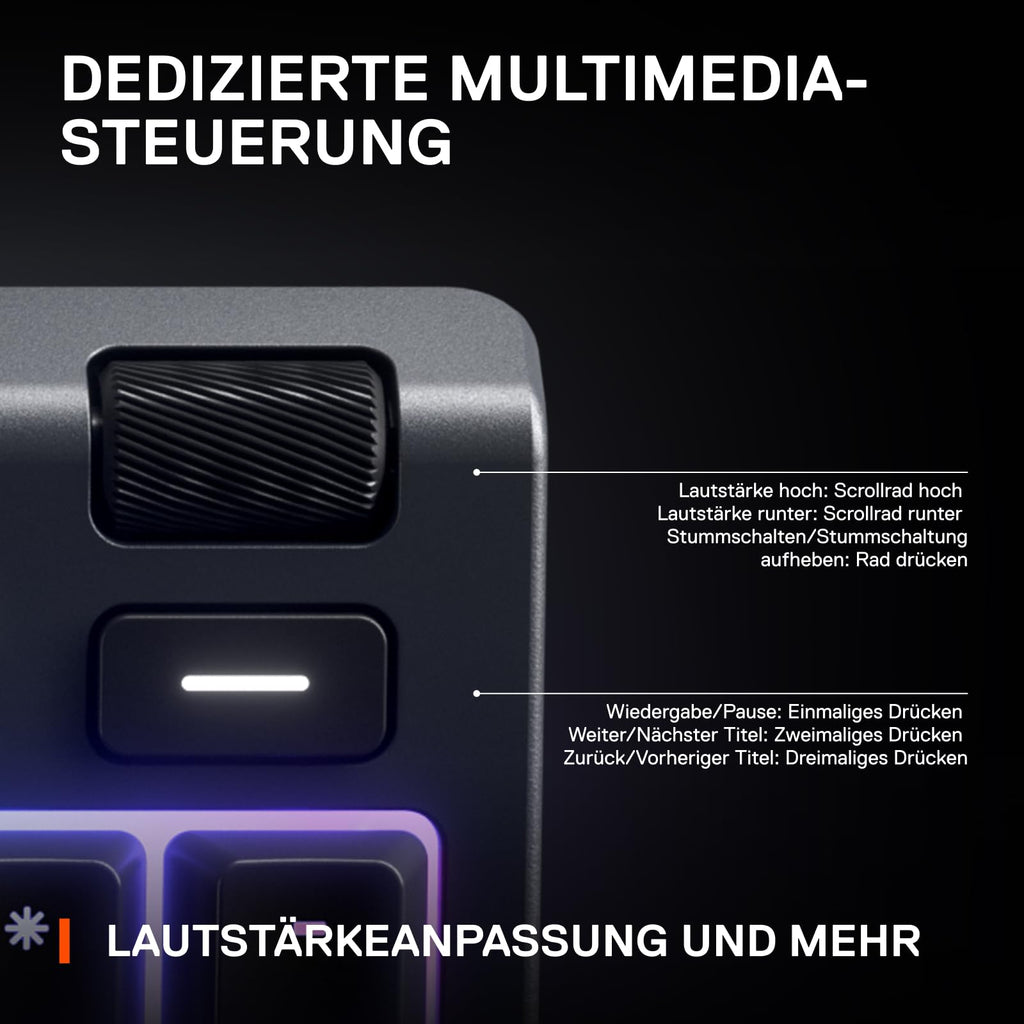 SteelSeries Apex 3 Gaming Tastatur - 10-Zonen RGB-Beleuchtung - Flüsterleise Gaming-Switches - Premium magnetische Handballenauflage - IP32 wassergeschützt - Deutsches (QWERTZ) Layout