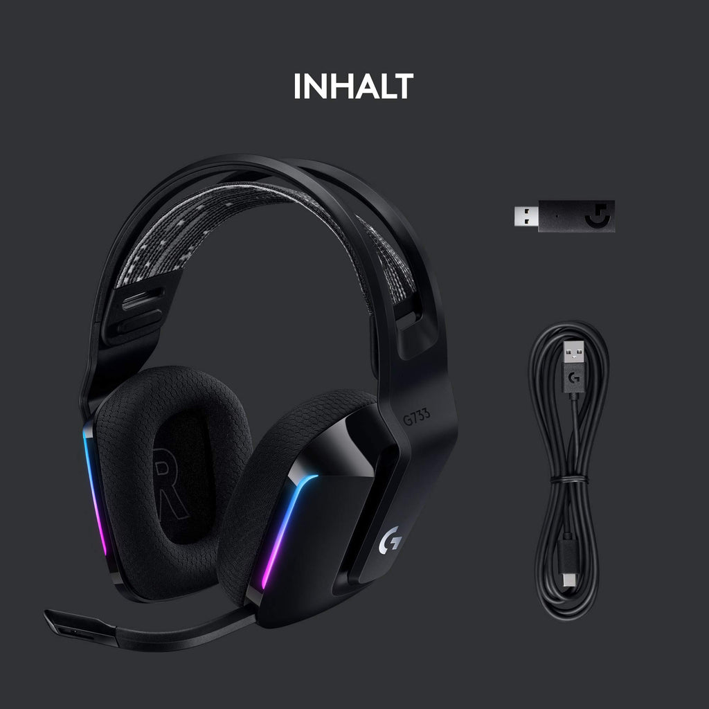 Logitech G G733 Lightspeed Headsets, Schwarz