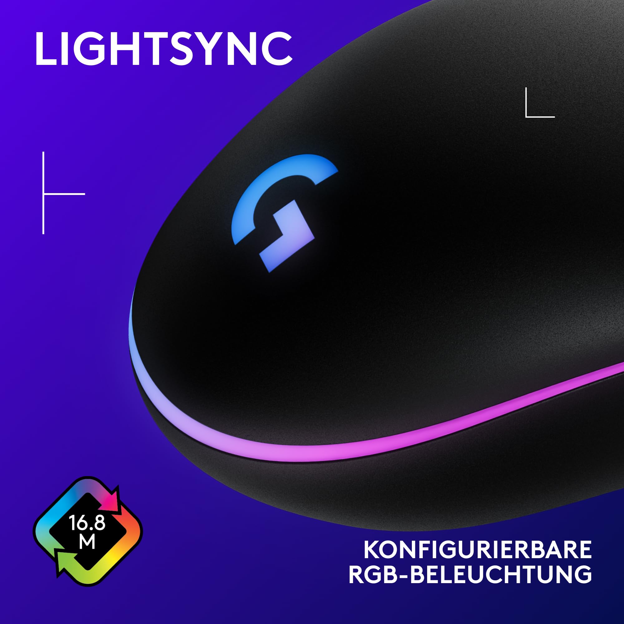 Logitech G203 Gaming-Maus mit anpassbarer LIGHTSYNC RGB-Beleuchtung, 6 programmierbare Tasten, spieletauglicher Sensor, Abtastung mit 8.000 DPI, Geringes Gewicht - Schwarz