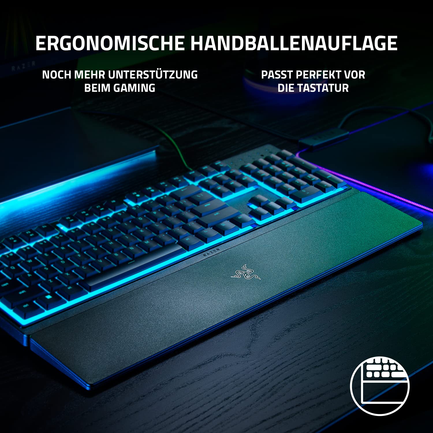Razer Ornata V3 X - Flache Membran-Tastatur mit Chroma RGB (Lautlose Membran-Switches, Ergonomische Handballenauflage, Tastenkappen Anti-UV-Beschichtung) QWERTZ DE-Layout | Schwarz