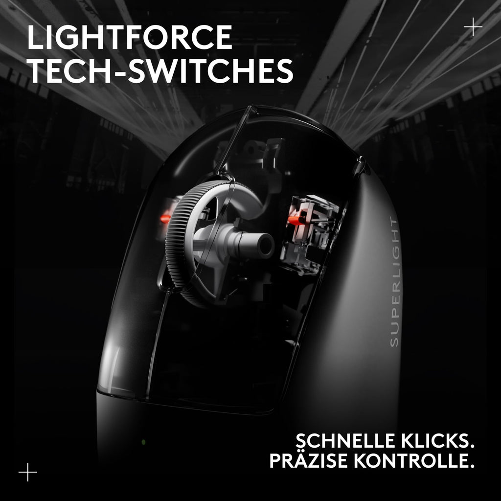Logitech G PRO X SUPERLIGHT 2 kabellose Gaming-Maus, West Europa Verpackung, 60 g Pro-Grade-Maus 5 programmierbaren Tasten, 44K-DPI-Sensor, 8.000 Hz Signalrate, USB-C-Ladefunktion für PC/Mac - Schwarz