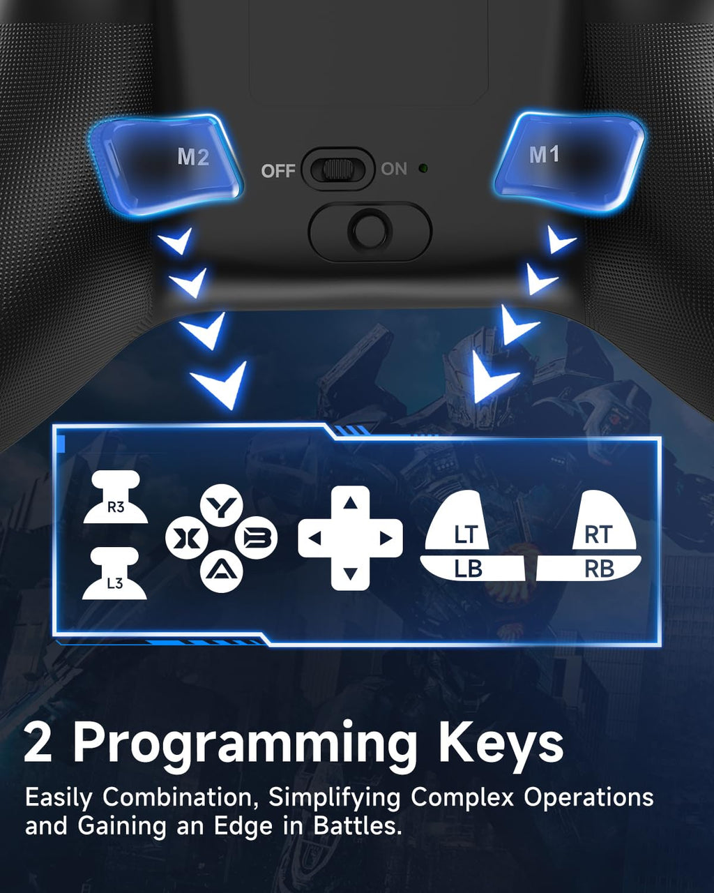 EasySMX X15 PC Controller Wireless mit 7 RGB Licht, Gaming Controller mit Hall Joystick & Trigger, Bluetooth Kompatibel mit PC/Switch/Handy/Tablet - Schwarz