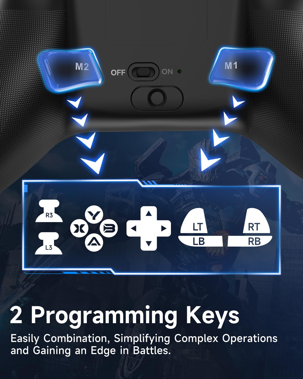 EasySMX X15 PC Controller Wireless mit 7 RGB Licht, Gaming Controller mit Hall Joystick & Trigger, Bluetooth Kompatibel mit PC/Switch/Handy/Tablet - Schwarz