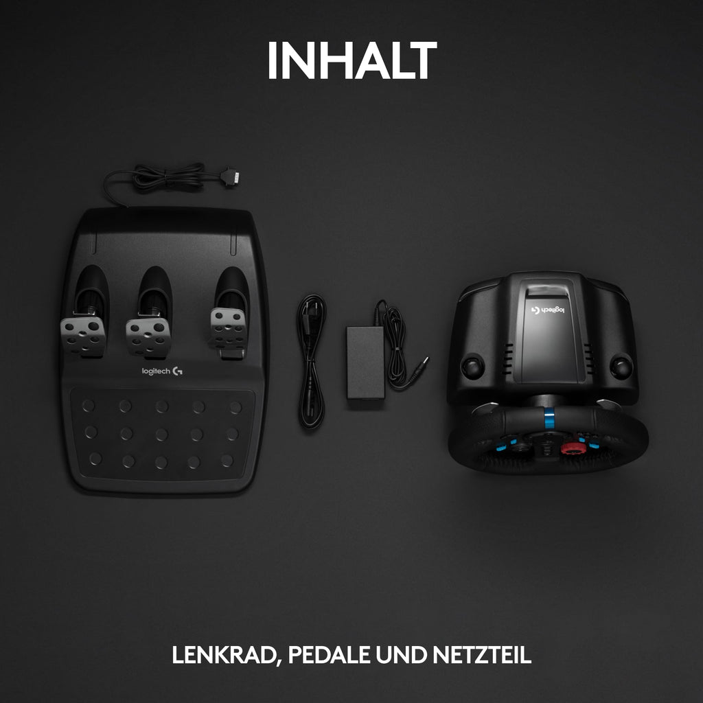 Logitech G29 Driving Force Gaming Rennlenkrad, Zweimotoriges Force Feedback, 900° Lenkbereich, Racing Leder-Lenkrad, Verstellbare Edelstahl Bodenpedale, für PS5, PS4, PC, Mac - Schwarz