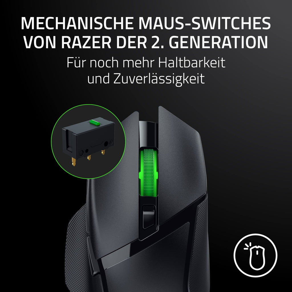 Razer Basilisk V3 X HyperSpeed - Kabellose Gaming-Maus (Ikonische Ergonomische Form mit 9 Anpassbaren Bedienelementen, HyperSpeed Wireless, 5G Advanced 18K Optical Sensor, Chroma RGB) Schwarz