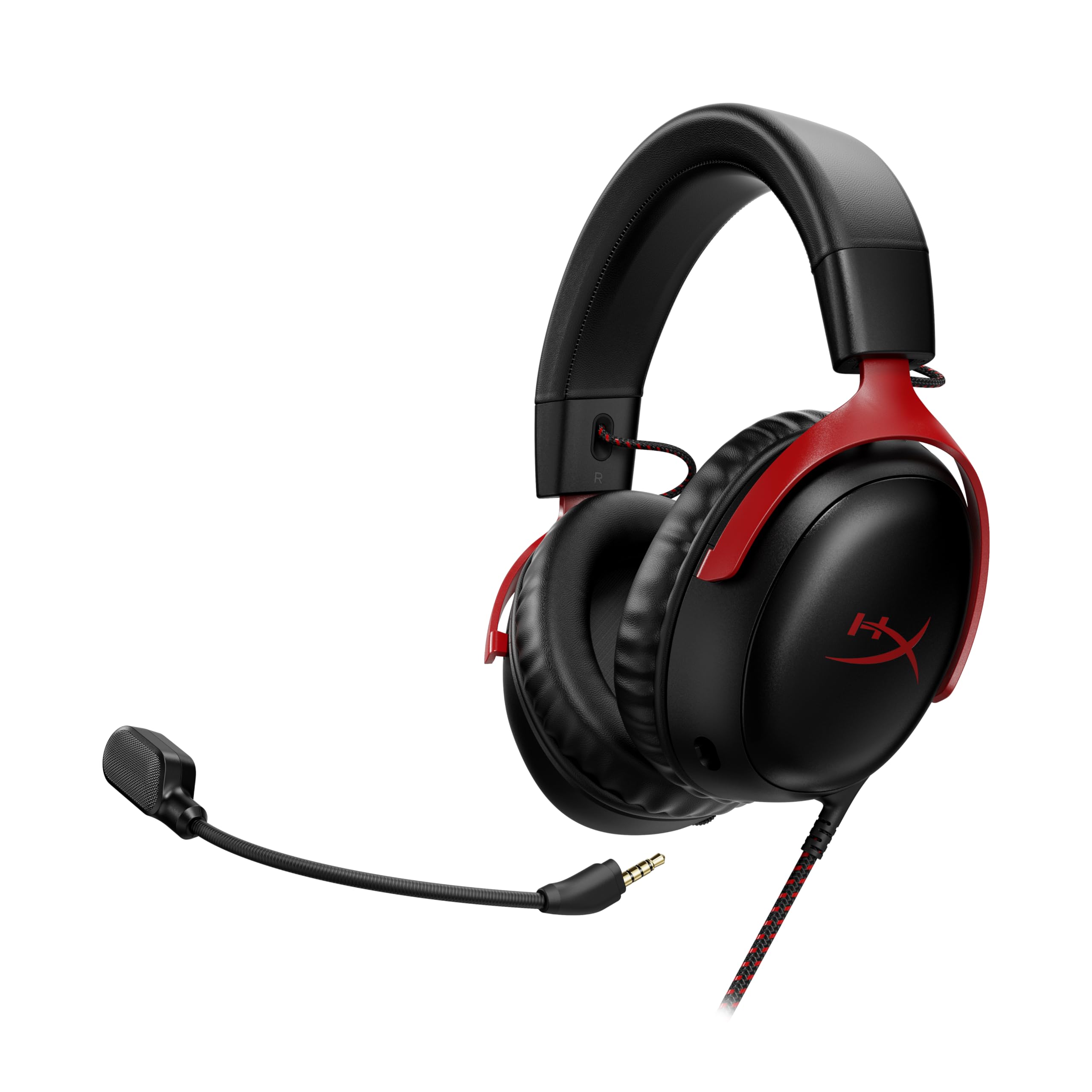 HyperX Cloud III Gaming-Headset Kabelgebunden – 53-mm-Treiber, Memory Foam, DTS, Noise-Cancelling Mikrofon, USB-C/USB-A/3,5mm, für PC, PS5, PS4, Xbox, Switch, Mac – Schwarz/Rot