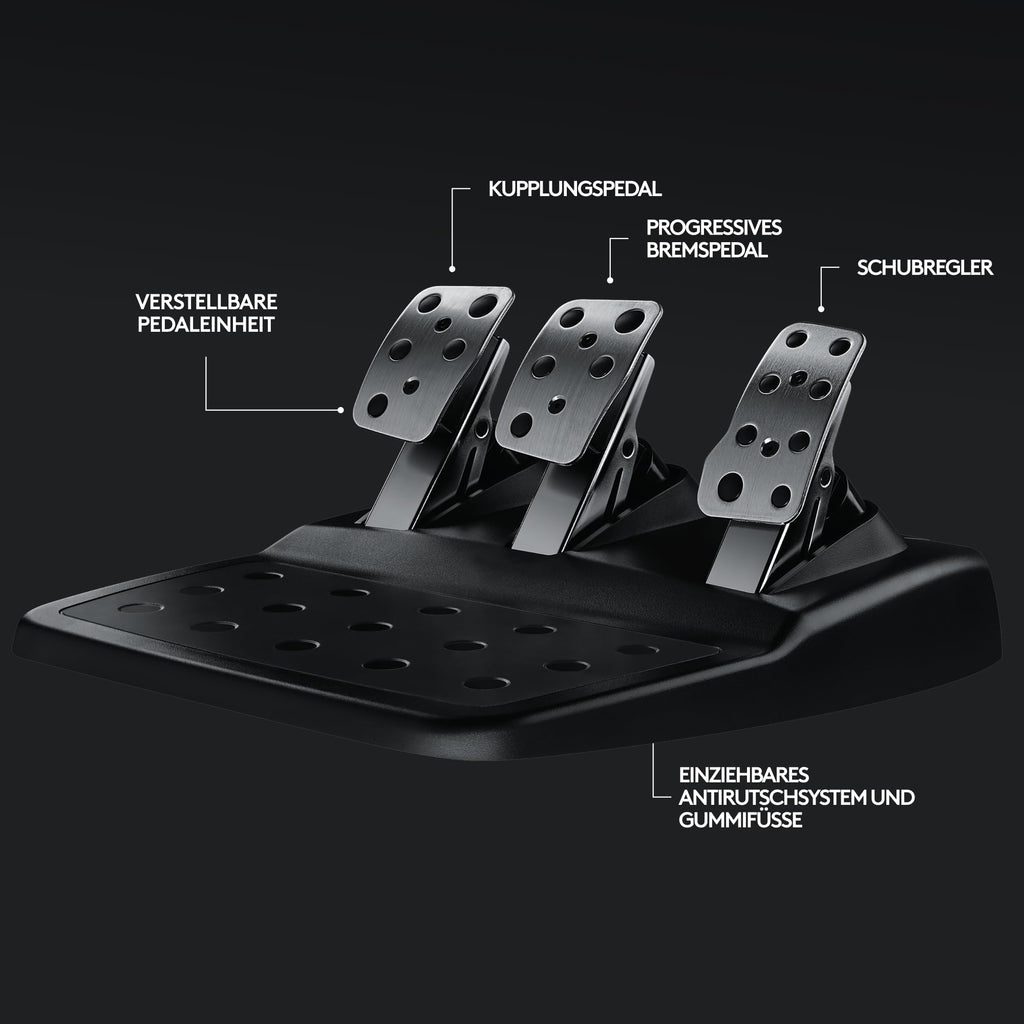 Logitech G29 Driving Force Gaming Rennlenkrad, Zweimotoriges Force Feedback, 900° Lenkbereich, Racing Leder-Lenkrad, Verstellbare Edelstahl Bodenpedale, für PS5, PS4, PC, Mac - Schwarz