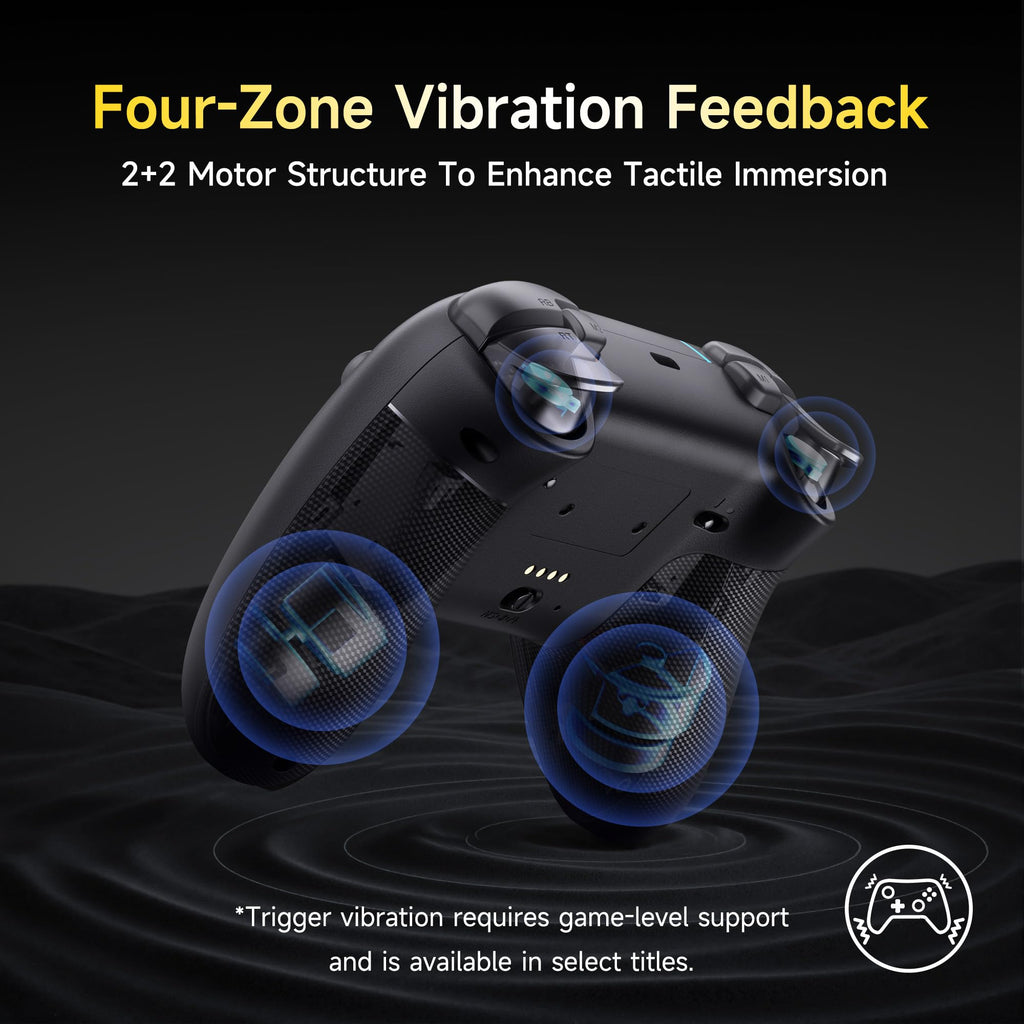 EasySMX X05PRO Wireless Controller PC, Gaming Controller mit leise Tasten, 2-stufige Tigger, Hall Joysticks, 2 programmierbare Tasten, 1000mAh Akku, Kompatibel mit PC/Switch/Android/iOS-Schwarz