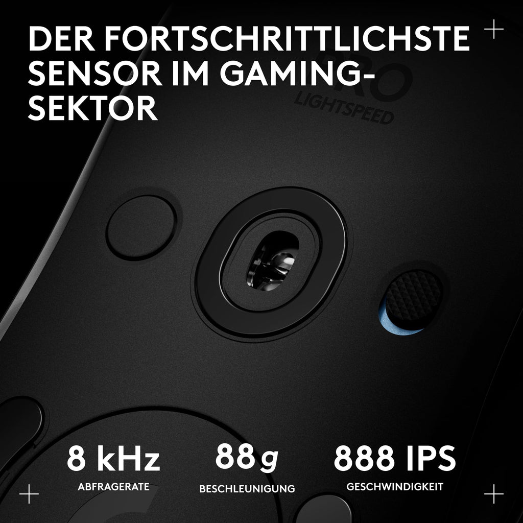 Logitech G PRO 2 LIGHTSPEED kabellose Gaming-Maus Rechts-oder Linkshänder, mit bis zu 4 anpassbaren, umschaltbaren magnetischen Seitentasten, 44K-DPI-Sensor und USB-C-Ladefunktion, PC/Mac - Schwarz
