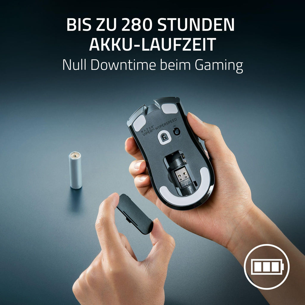 Razer Viper V3 HyperSpeed - Kabellose Esports Gaming-Maus - Focus Pro 30K DPI Sensor - bis zu 280 Std. Akku, Mechanische Maus-Switches 2th Generation - kabellose Abtastrate 4000Hz- PC/Mac | Schwarz