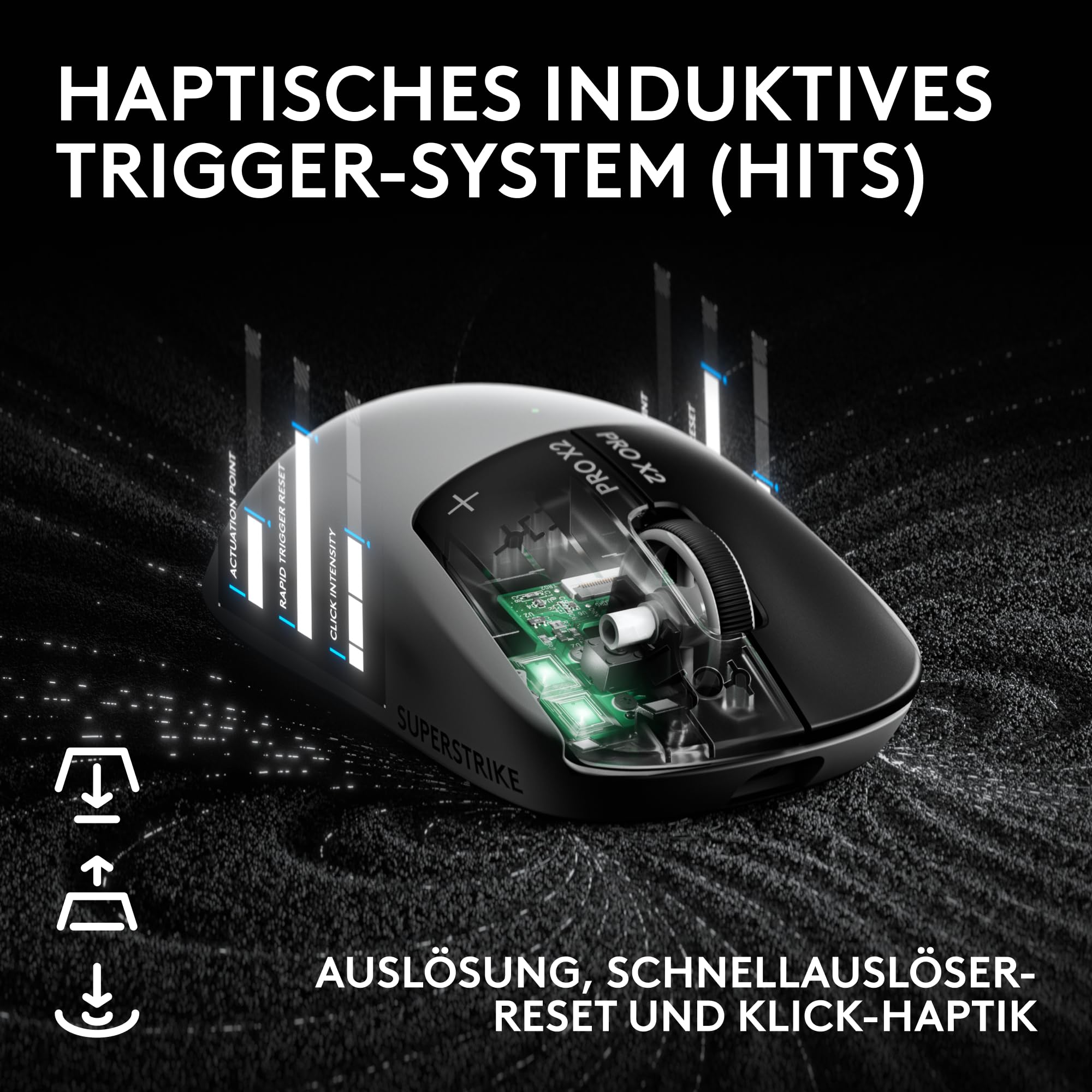 Logitech G PRO X2 SUPERSTRIKE Lightspeed kabellose Gaming-Maus, super schnell, äußerst leicht (61 g), anpassbare klick-Haptik, USB-C-Aufladung, für PC/Mac/Laptop - Weiß