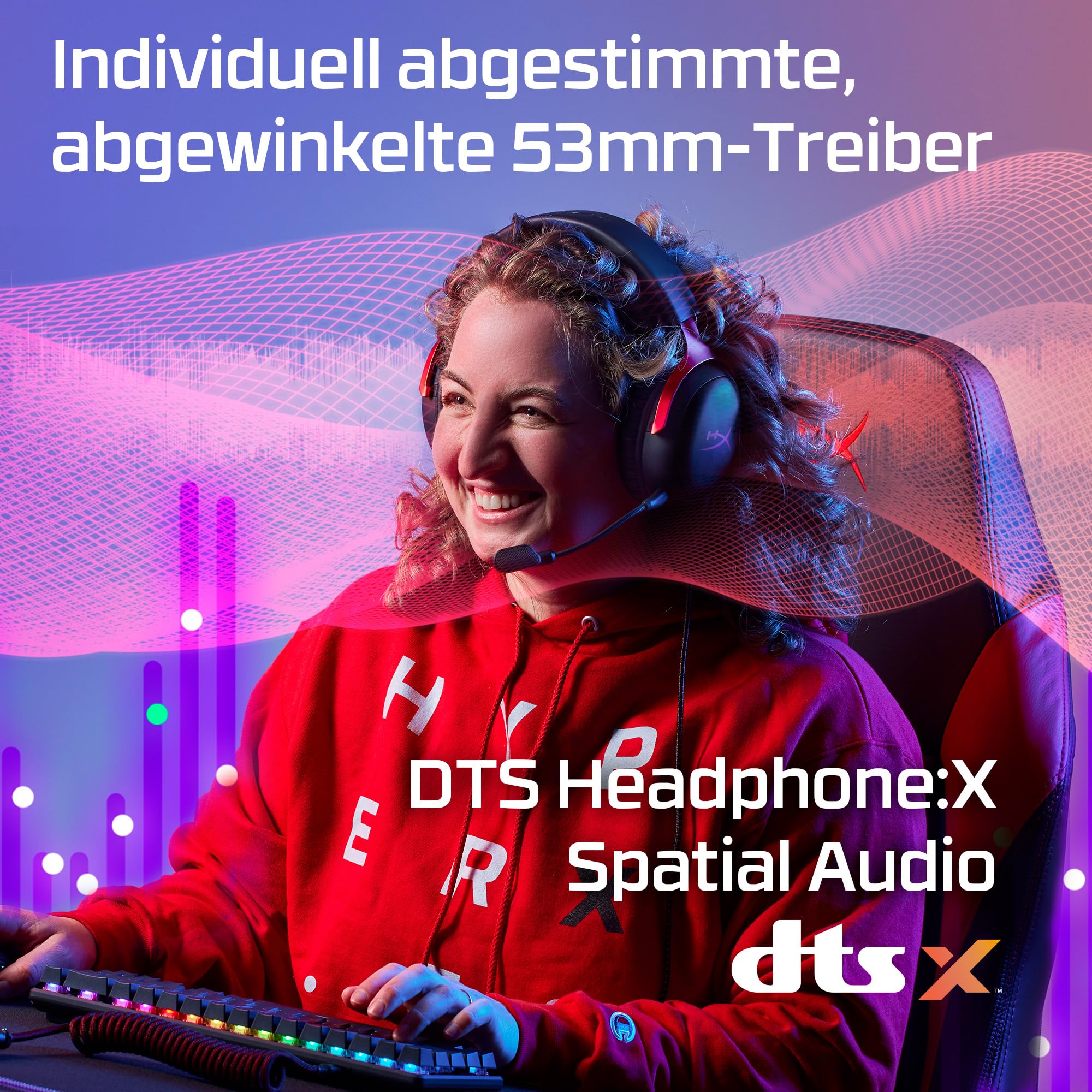 HyperX Cloud III Gaming-Headset Kabelgebunden – 53-mm-Treiber, Memory Foam, DTS, Noise-Cancelling Mikrofon, USB-C/USB-A/3,5mm, für PC, PS5, PS4, Xbox, Switch, Mac – Schwarz/Rot