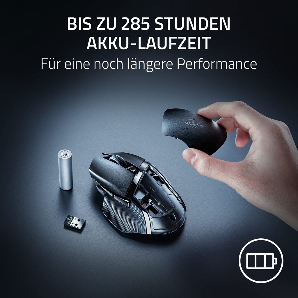 Razer Basilisk V3 X HyperSpeed - Kabellose Gaming-Maus (Ikonische Ergonomische Form mit 9 Anpassbaren Bedienelementen, HyperSpeed Wireless, 5G Advanced 18K Optical Sensor, Chroma RGB) Schwarz