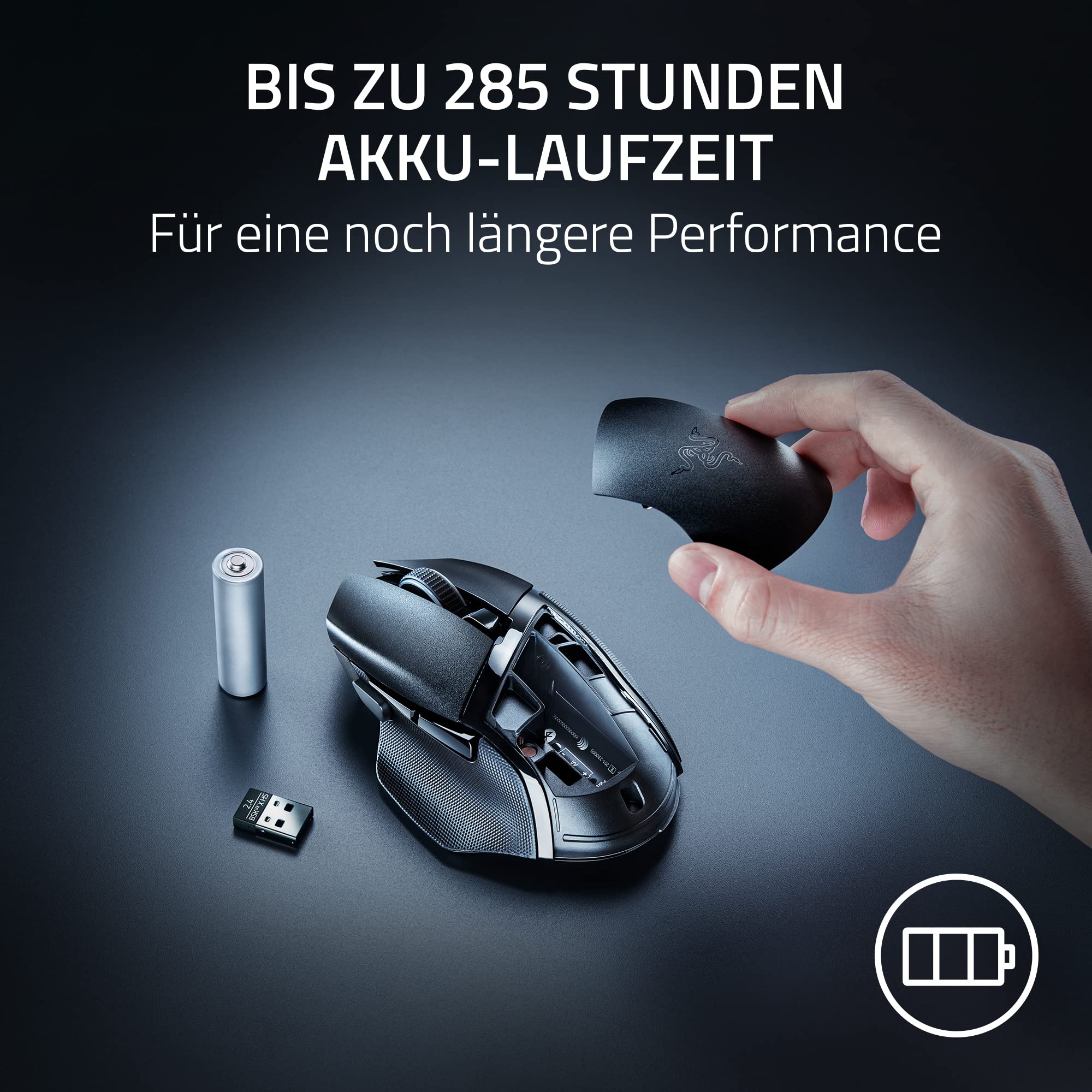 Razer Basilisk V3 X HyperSpeed - Kabellose Gaming-Maus (Ikonische Ergonomische Form mit 9 Anpassbaren Bedienelementen, HyperSpeed Wireless, 5G Advanced 18K Optical Sensor, Chroma RGB) Schwarz