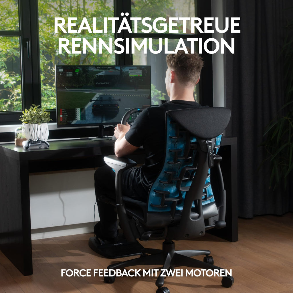 Logitech G29 Driving Force Gaming Rennlenkrad, Zweimotoriges Force Feedback, 900° Lenkbereich, Racing Leder-Lenkrad, Verstellbare Edelstahl Bodenpedale, für PS5, PS4, PC, Mac - Schwarz