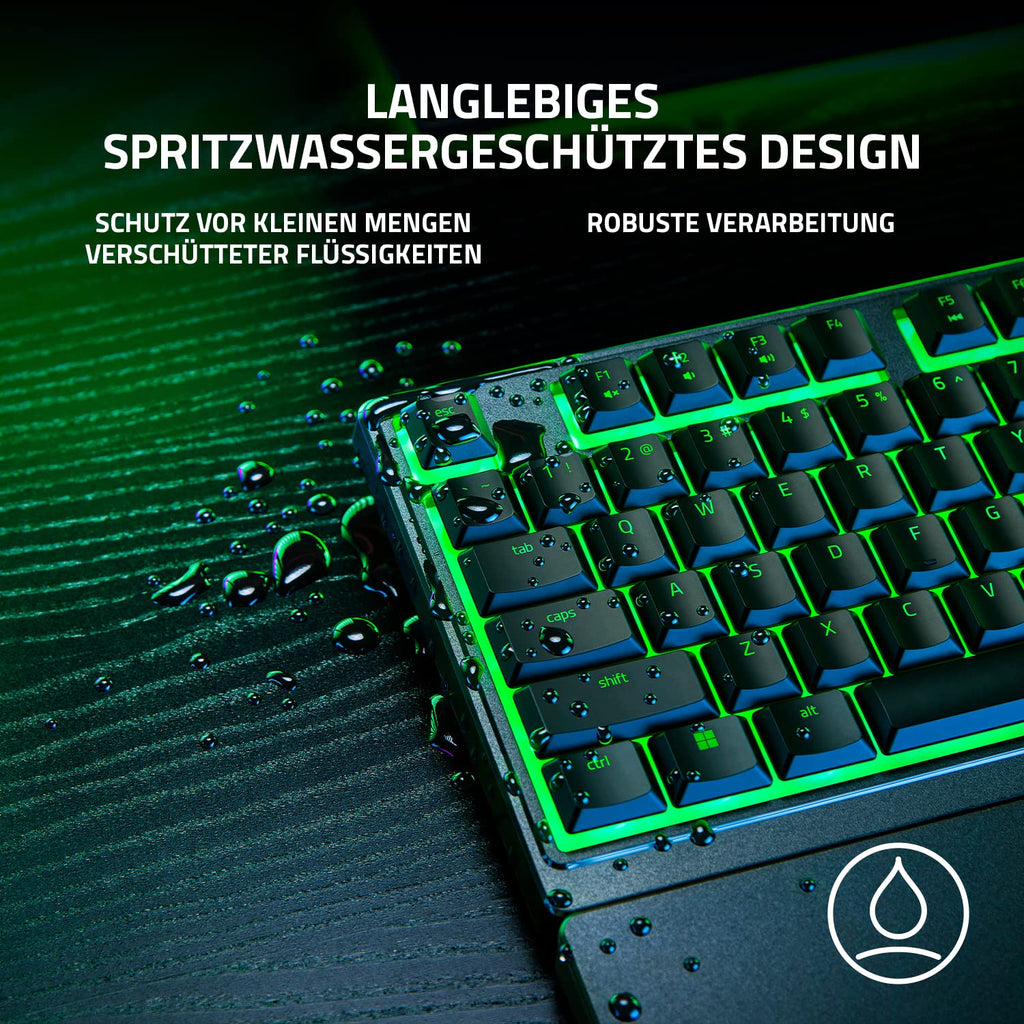 Razer Ornata V3 X - Flache Membran-Tastatur mit Chroma RGB (Lautlose Membran-Switches, Ergonomische Handballenauflage, Tastenkappen Anti-UV-Beschichtung) QWERTZ DE-Layout | Schwarz