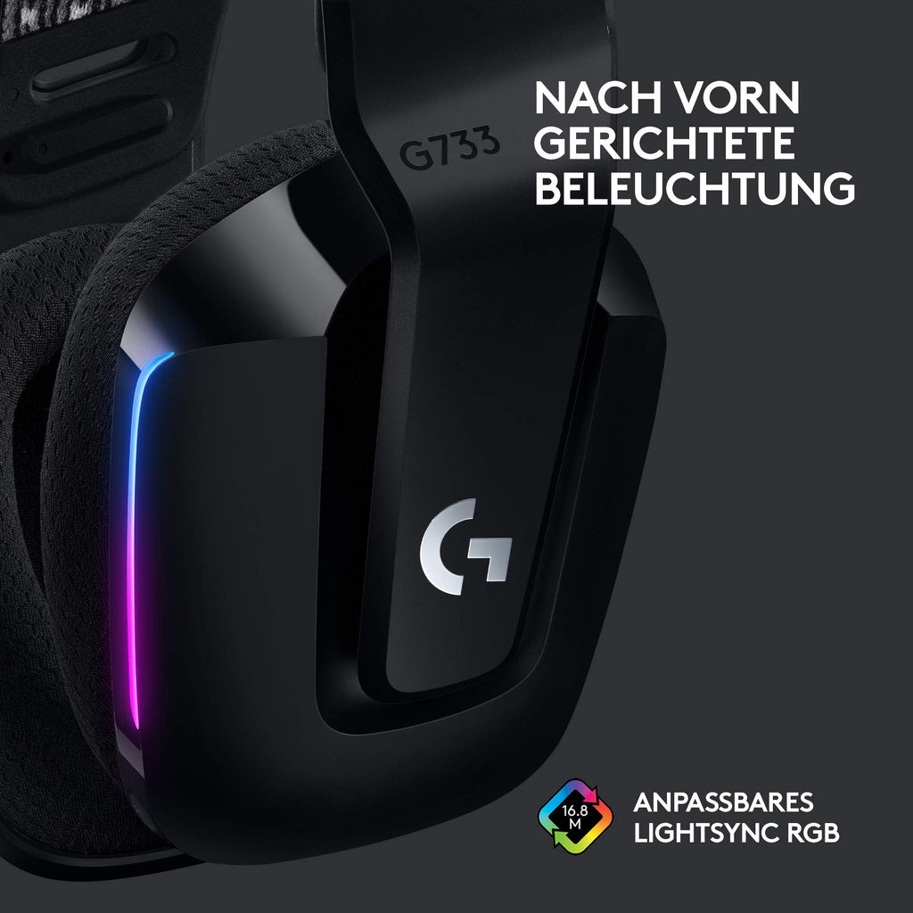 Logitech G G733 Lightspeed Headsets, Schwarz