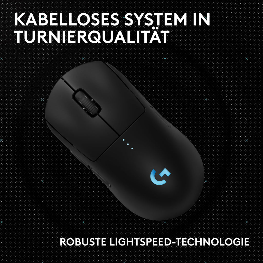Logitech G PRO 2 LIGHTSPEED kabellose Gaming-Maus Rechts-oder Linkshänder, mit bis zu 4 anpassbaren, umschaltbaren magnetischen Seitentasten, 44K-DPI-Sensor und USB-C-Ladefunktion, PC/Mac - Schwarz